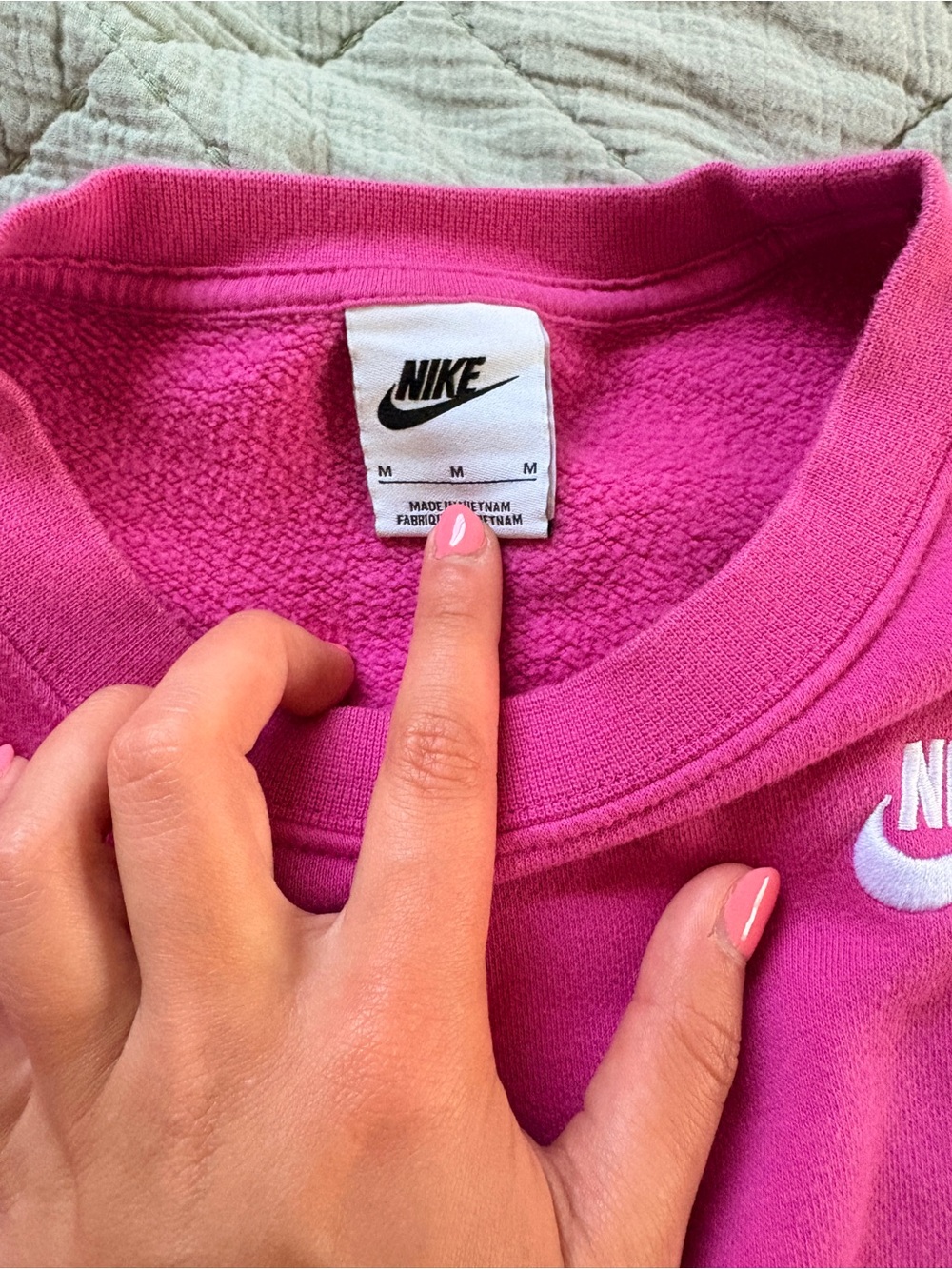 Nike Hot Pink Embroidered Swoosh Sweatshirt